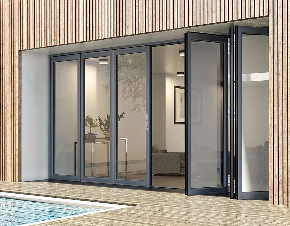Aluminum Folding Glass Door Double Glass Panoramic Accordion Interior ...