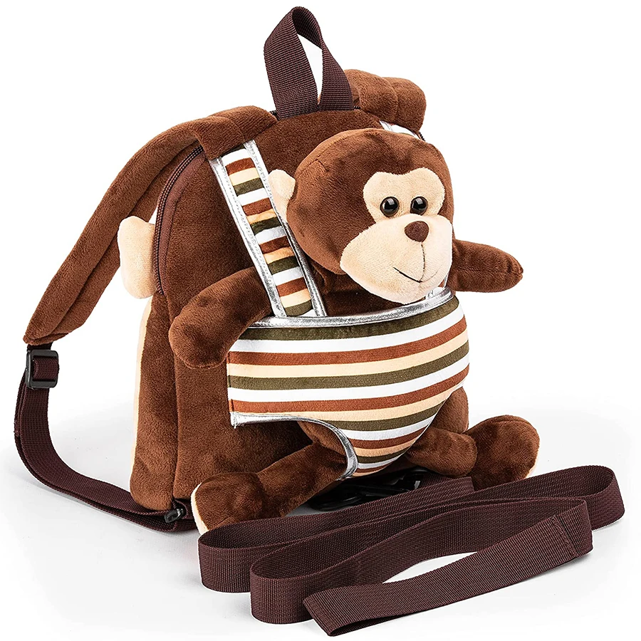 Toddler Backpack Zoo Plush Mini Daypack – Cute Animal Cartoon Travel Bag For Baby Boys & Girls (Monkey)