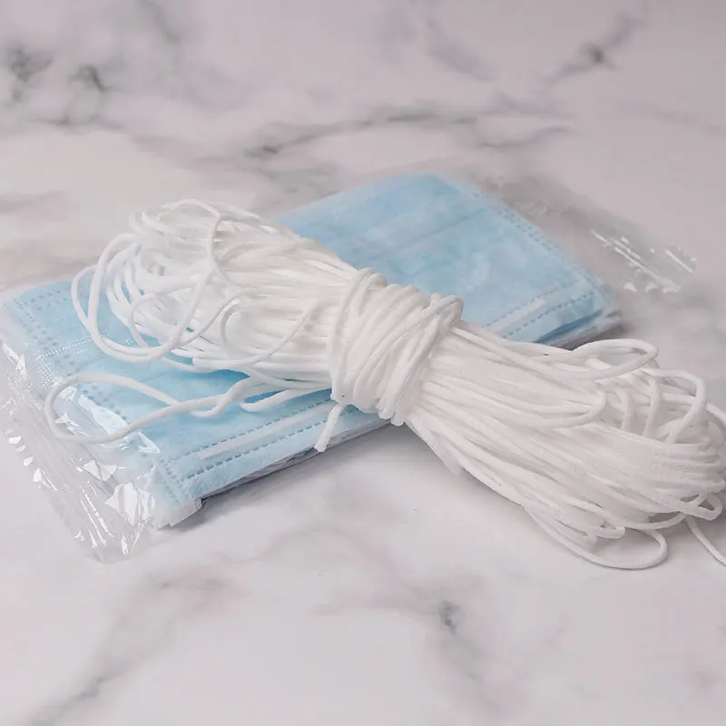 Manufacturing Soft Elastic Band Earloop 3mm 5mm Polyester Spandex Elastic Band Rope  For N95 KF94 or Disposable