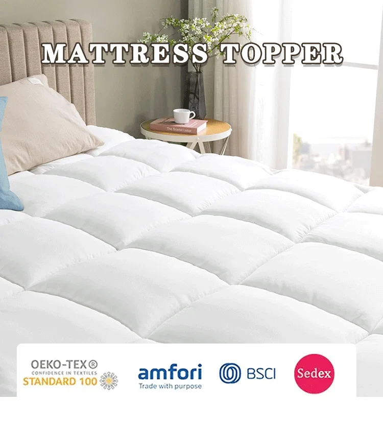 soft thick mattress topper pad with elastic rubber band-1
