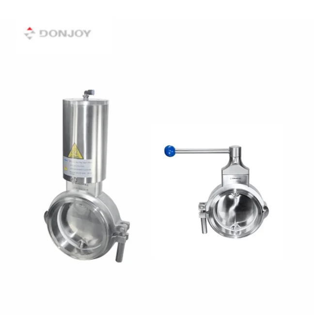 
 DONJOY pneumatic butterfly valve for powder stainless steel butterfly valve sanitary butterfly valve  