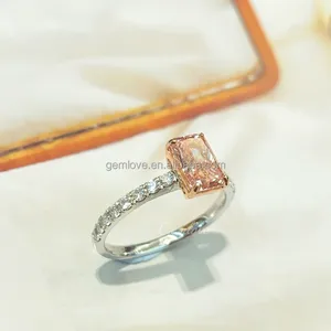 In Stock! 1.255CT Emerald Pink Lab Diamond Ring - PT950/18K, GIA/IGI Certified CVD Engagement