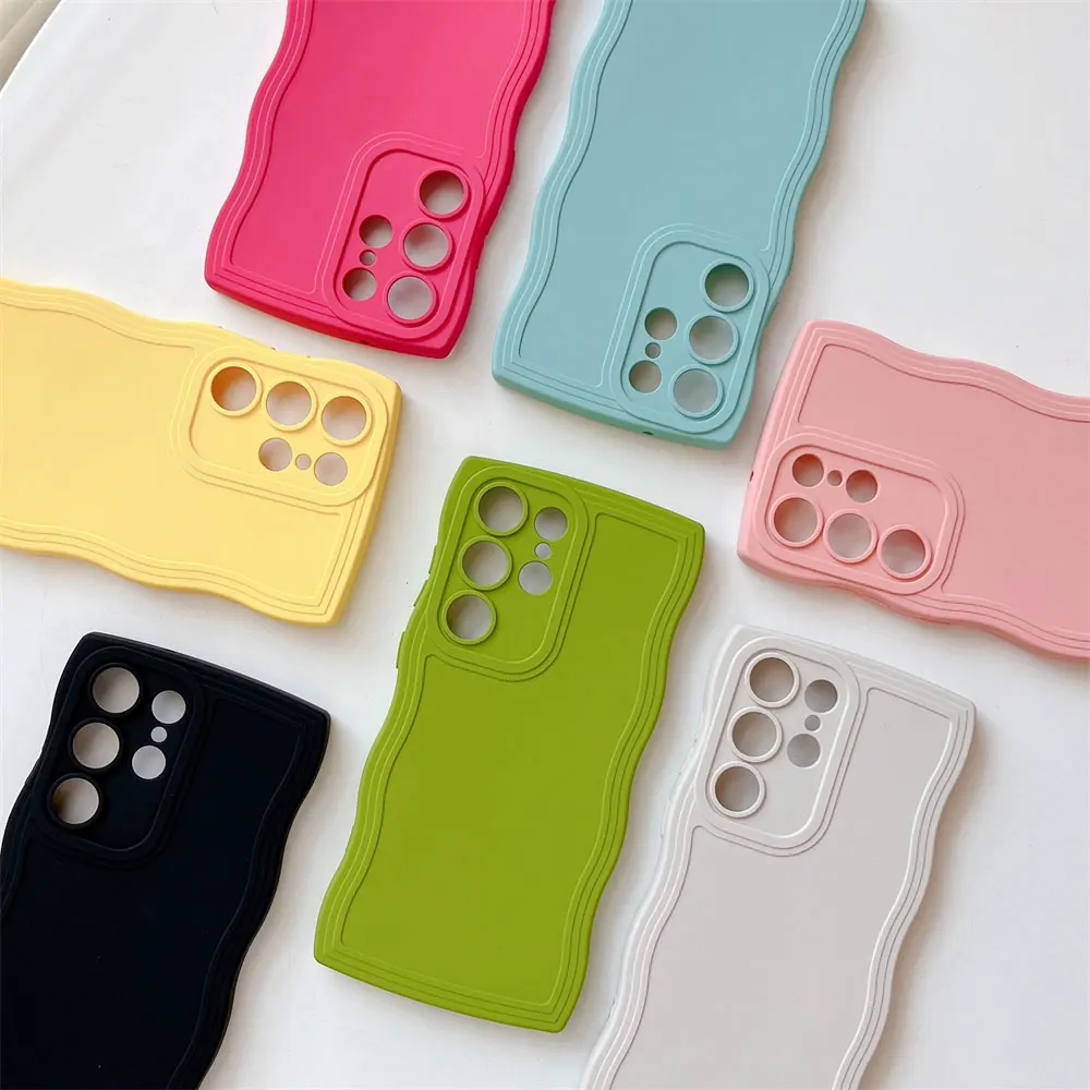 Tpu Phone Case For Samsung A55 54 35 34 25 24 15 14 S24 S23 Ultra Pure Colour Simple Wave Candy Color Cover Sjk406 Laudtec manufacture