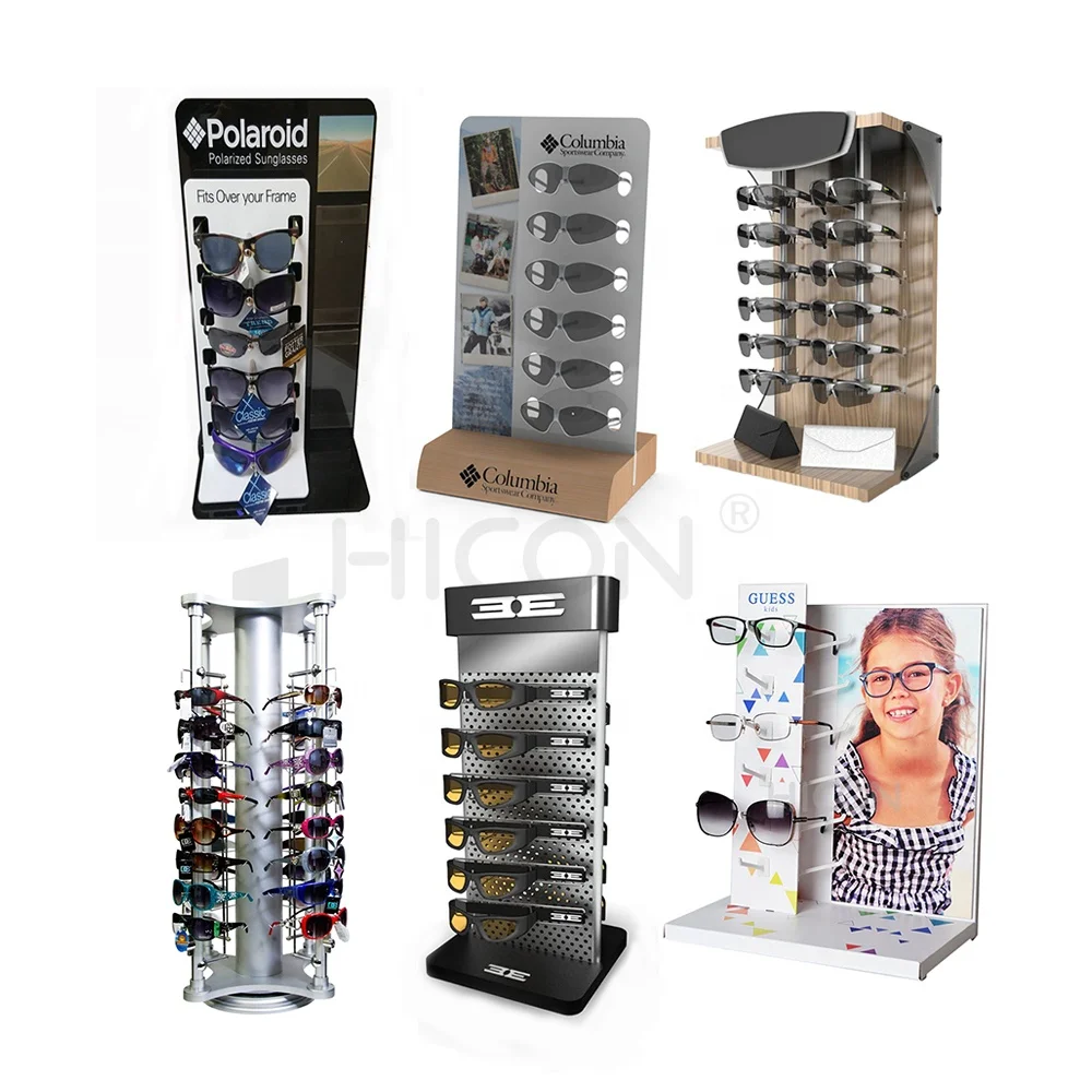 Custom Modern Freestanding Countertop Display for Reading Glasses and Eyewear Wood Acrylic Sunglasses Tray