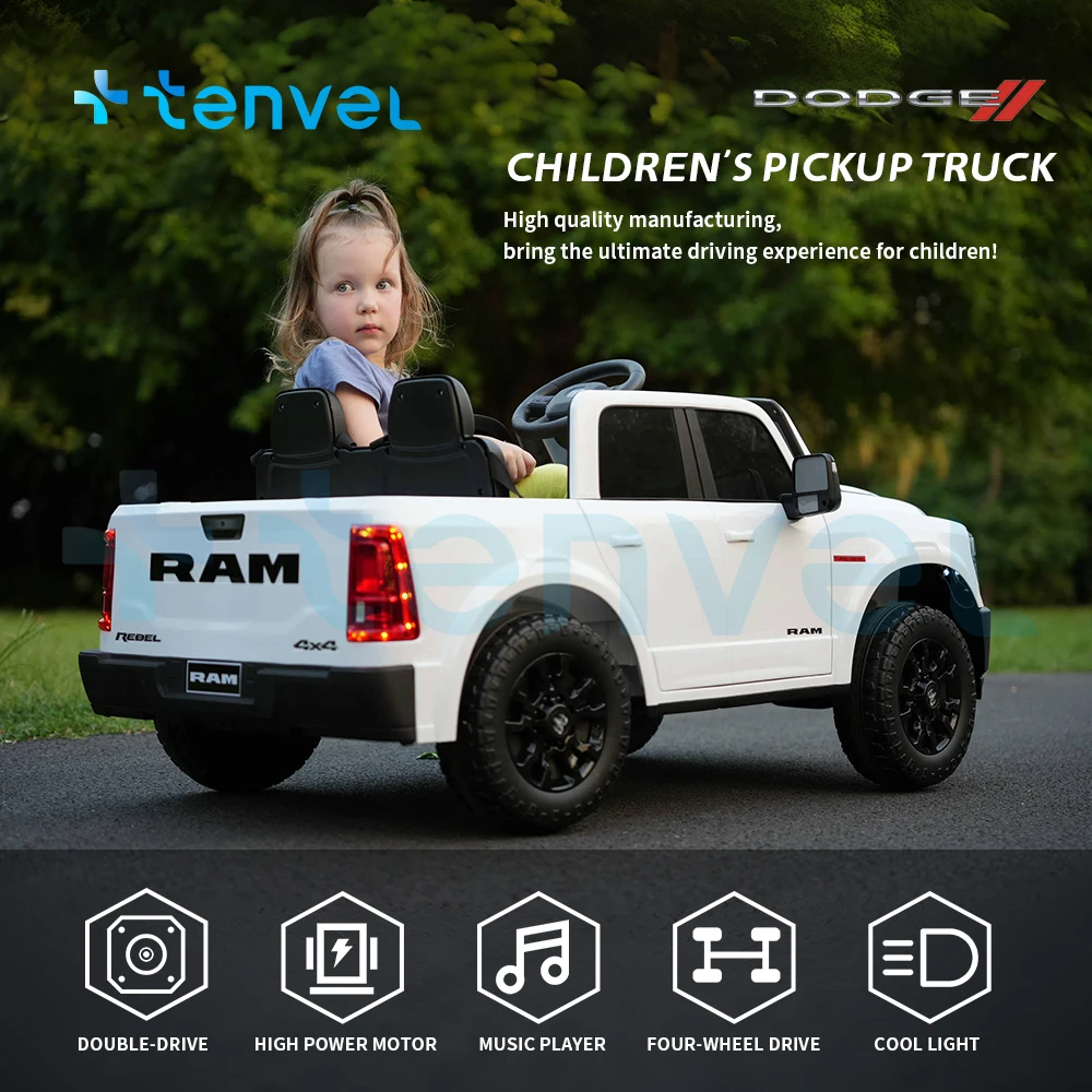Factory New Arrival Licensed RAM HD Kids Electric Toy Police Car Remote Control 2 Seats Ride on Toy Car for Children to Drive