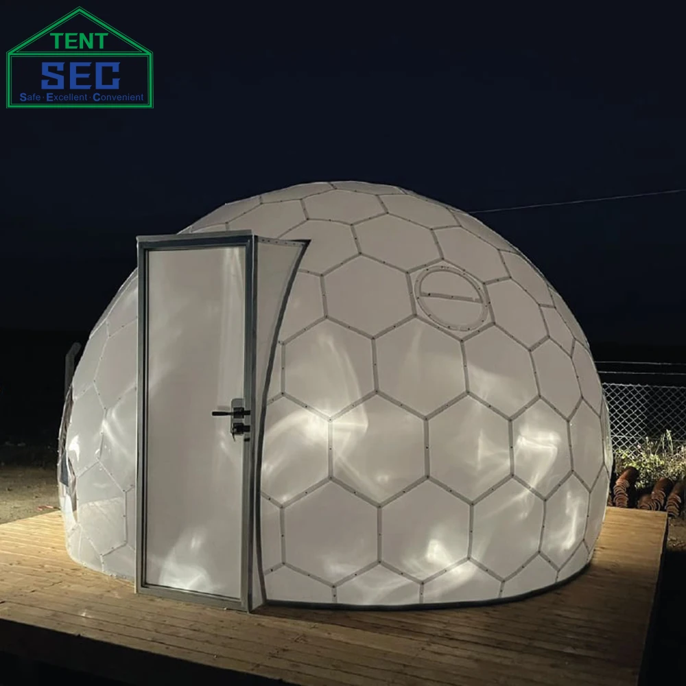 Super Style Hexagonal PVC Transparent Board Outdoor Quick Assembly Sun Dome Luxury Camping Hotel House