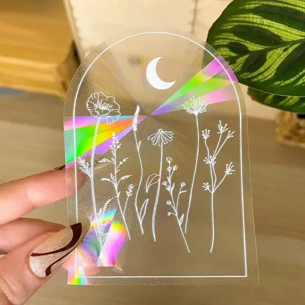 New Designs Sun Catcher Window Decal Stickers With Adhesive Custom Prism Rainbow Maker Suncatcher Sticker