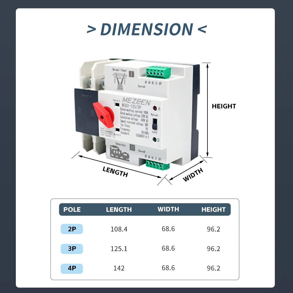 Rack Mount Static Power Transfer Switch 4P 650A Ongrid Solar Transfer Switch ATS Changeover Switch