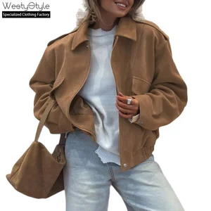 Women's Winter Casual Loose Long Sleeve Thick Wool & Blends Solid Pattern Jacket