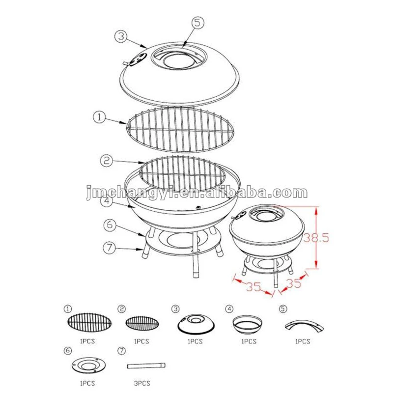 2022 New Style Out Door 14 Inch Custom Stainless Zin Porcelain Mini Round Kettle Grill Bbq