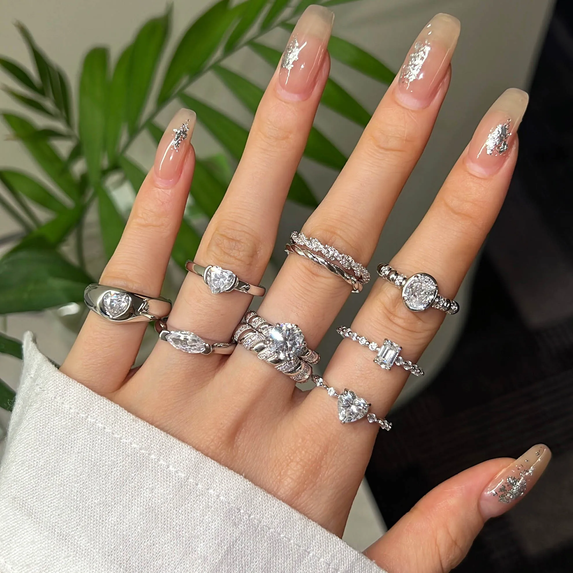KAKODIY custom waterproof 925 Sterling Silver Cubic Zirconia heart ring Jewelry for Women gift 18K gold plated wedding ring detail 4
