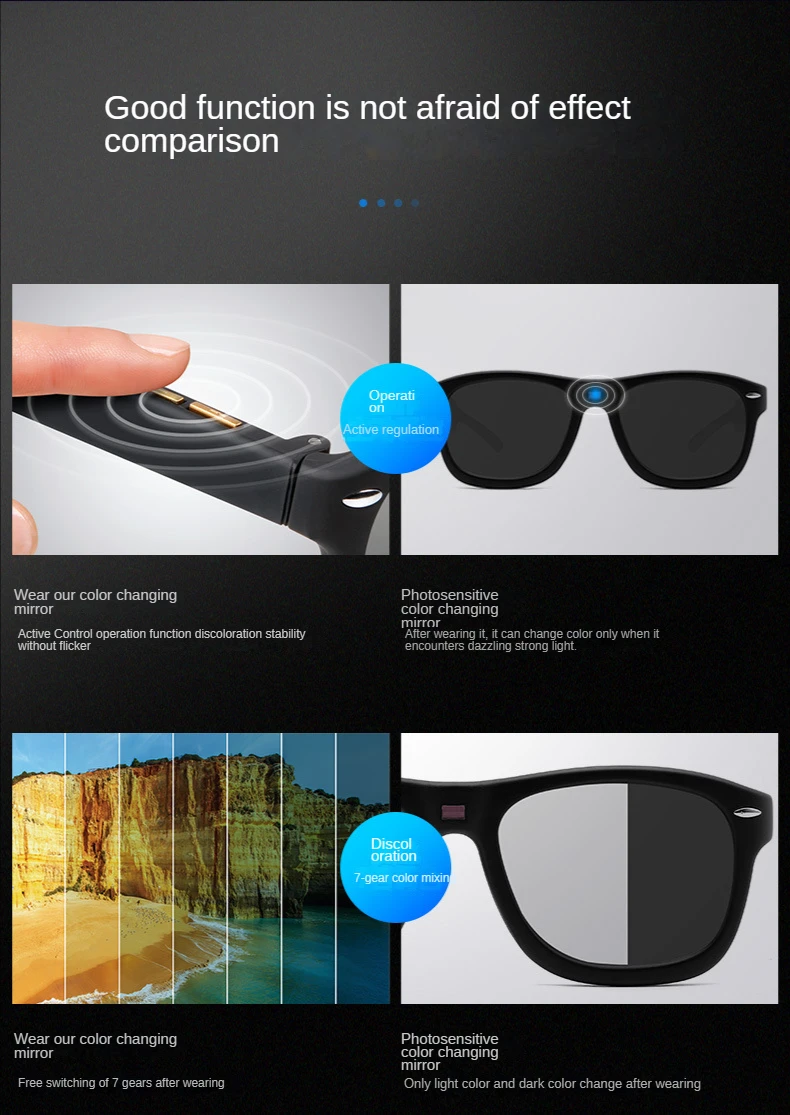 Smart Manual Switch Color Changing Sunglasses With 7 Gears Buy Color