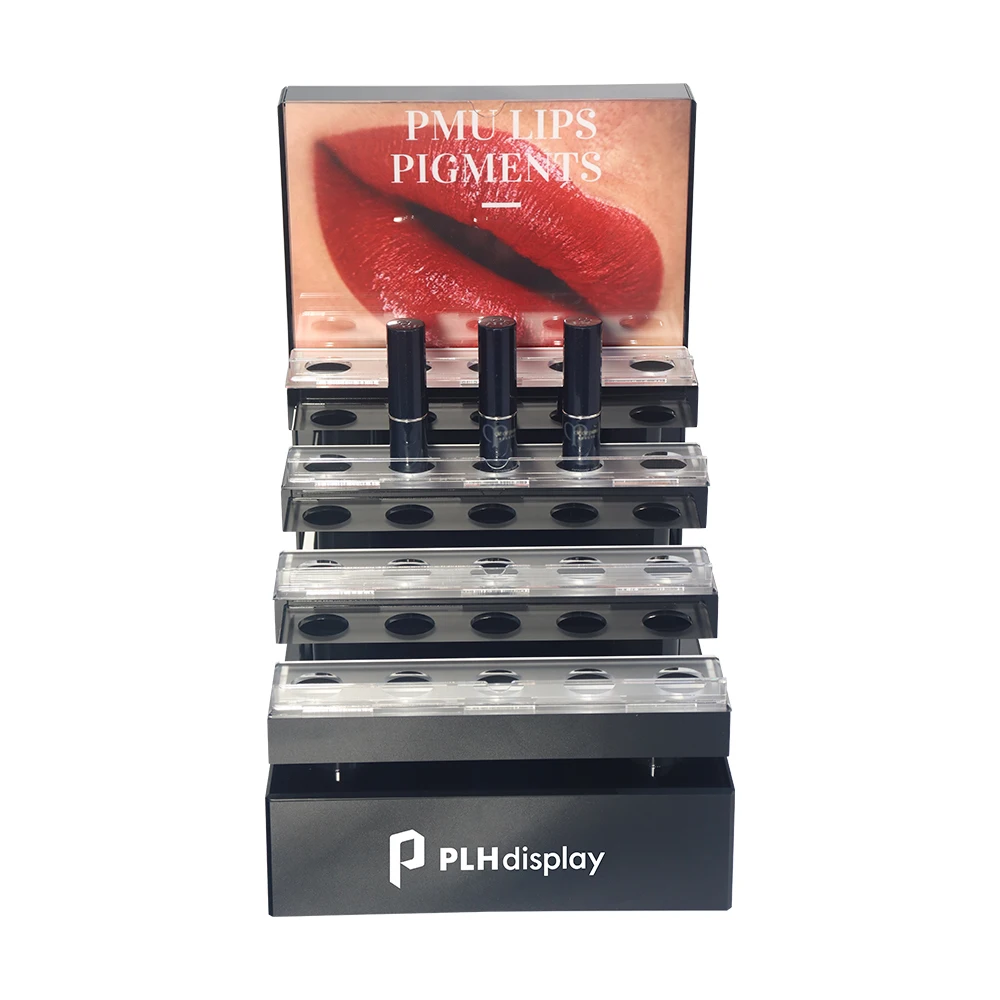Premium Large-Capacity Countertop Lipgloss Display Stand With Built-In Soft LED Lighting Cosmetics Lipstick Display Rack