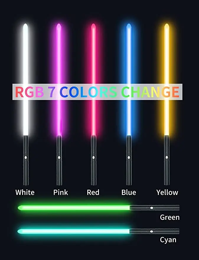 Metal Handle RGB Lightsaber 15 Color Variable with Hit Sound FX Dueling LED USB Charging Gift