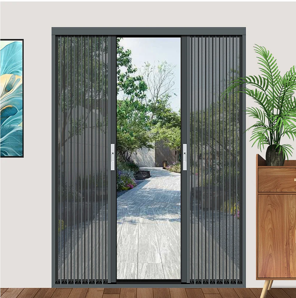 Pleated Mesh Folding Retractable Mosquito Screen Door Retractable ...