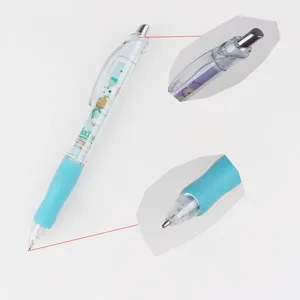 New Cute Transparent Plastic Ballpoint Pen With Printing Customized Print Logo Soft Grip for Children Gift