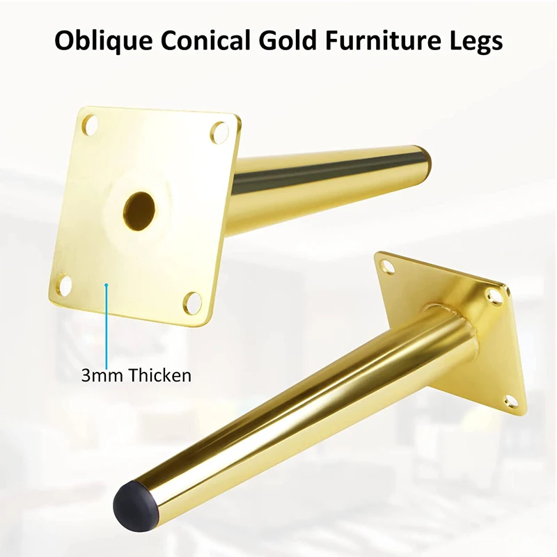 Vintage Mid Century Modern Metal Gold Brass Oblique Tapered Furniture