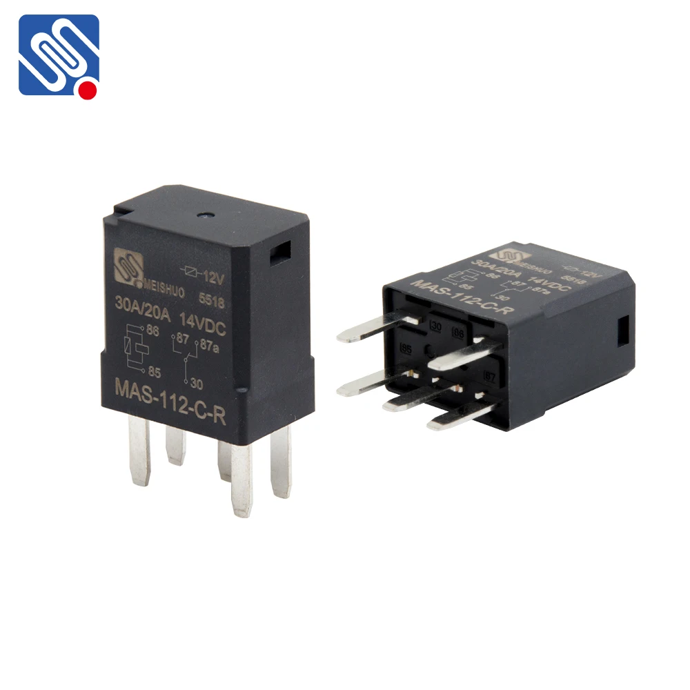 Meishuo MAS-112-C-R 12V 30A Miniature Auto Relay 5pin Electromagnetic Relay for German Cars & Motorcycles Sealed Protection