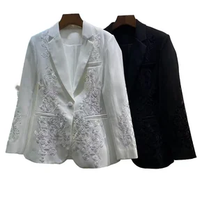 Customize High Quality New Autumn Winter Blazer Coat Notched Collar Luxurious 3D Embroidery Casual Single Button Anti-Wrinkle