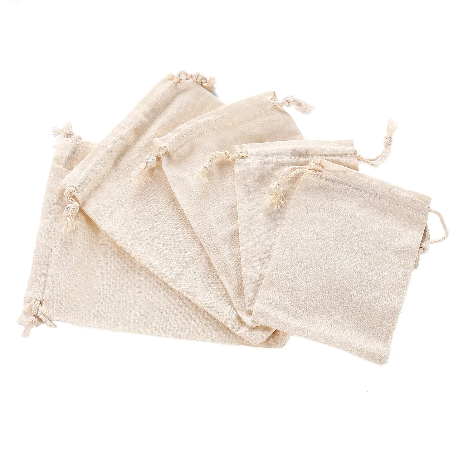Custom Light Blue Recyclable Cotton Drawstring Pouch Bag with Logo ...
