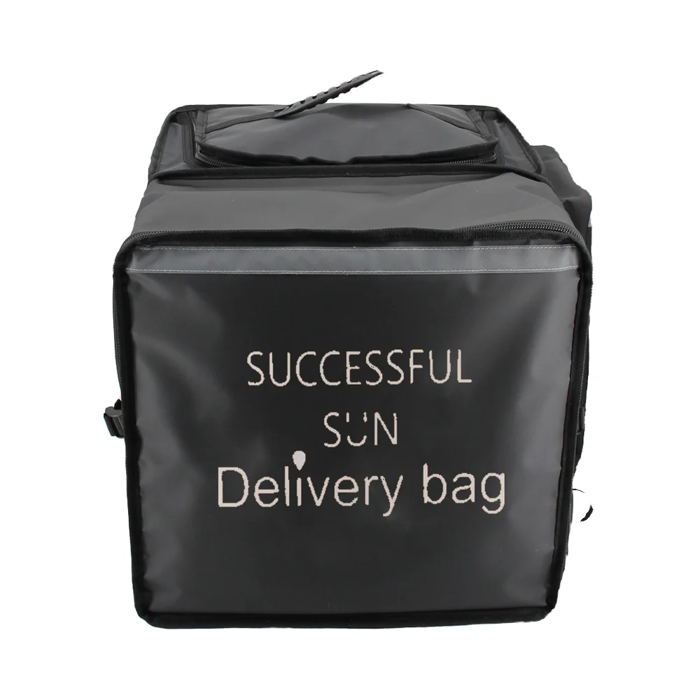 Custom Large Expandable Insulated E Bike Food Delivery Bag Reuseable Black Cooler Backpack Bag with Customized logo