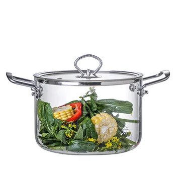 2.3L 3.5L Transparent Borosilicate Glass Soup Pot