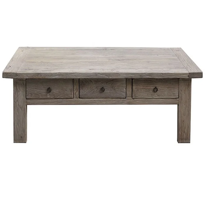 Antique Style Distressed Multifunctional Industrial Solid Wood Drawers Center Coffee Table
