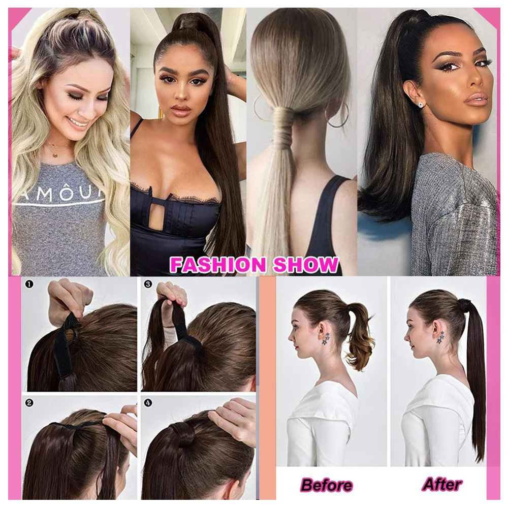 Недорогой длинный прямой конский хвост MYZYR, накладные волосы с зажимом, 23 дюйма, хвост, Курчавый, прямой, длинный цвет, в наличии