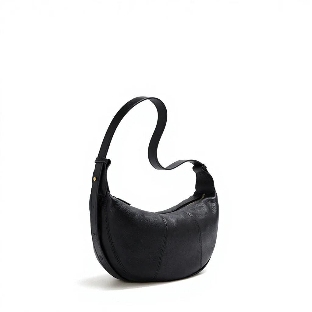 Full-grain Genuine Leather Zipper Closure Single Strap Summer 2026 Dumpling Croissant Womens Crescent Niche Crossbody High-end