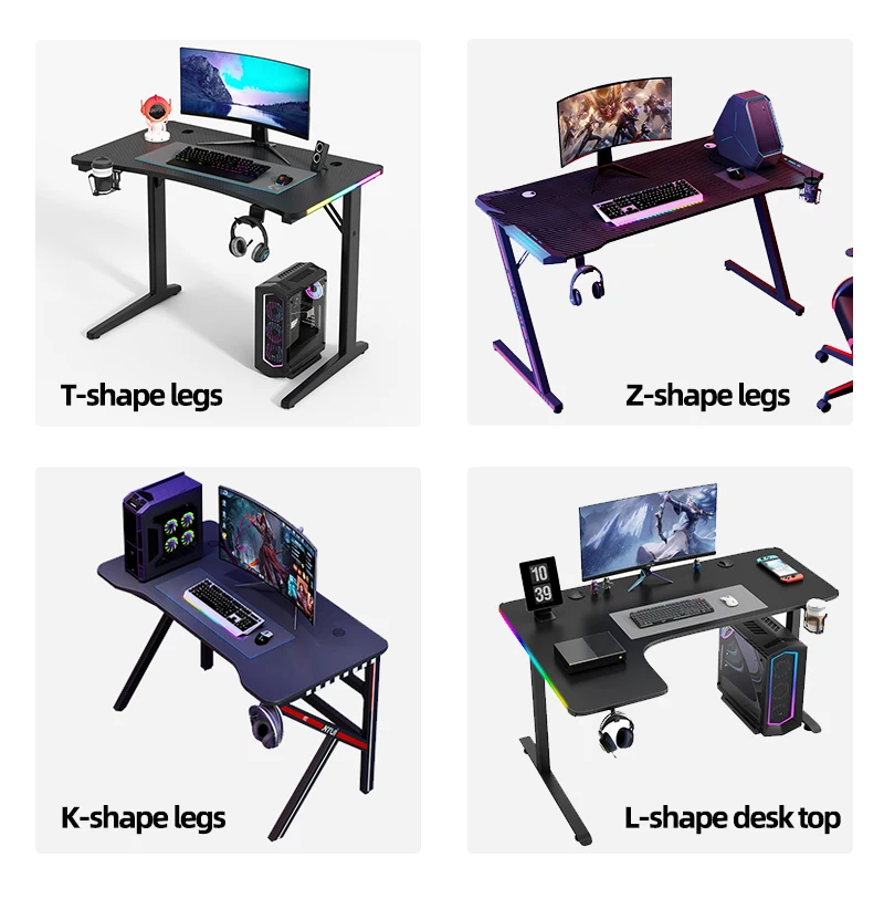 L Shaped Rgb Office Computer Gamer Gaming Tables Desk And Chair Table