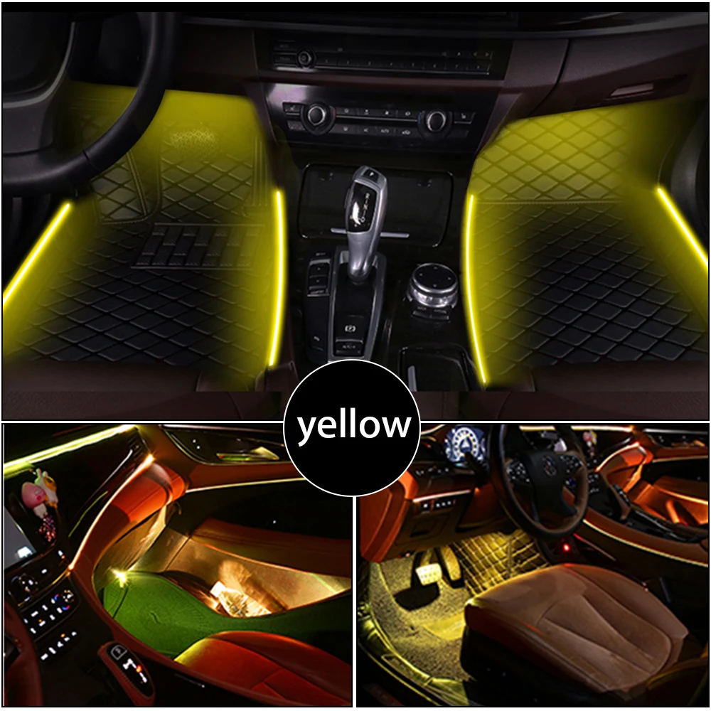 Tappetini morbidi per auto con striscia a LED, universali, colore nero