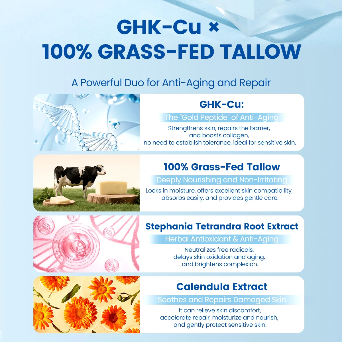 is ghk cu halal HALAL Grass Fed Beef Tallow Ghk-Cu Peptide Cream for Anti Aging main image 0