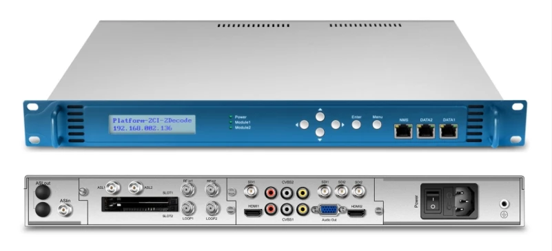 DVBS2 Satellite 2 in 1 IRD Decoder with H.265 MPEG2 Dual Gigabit Ethernet IP Output
