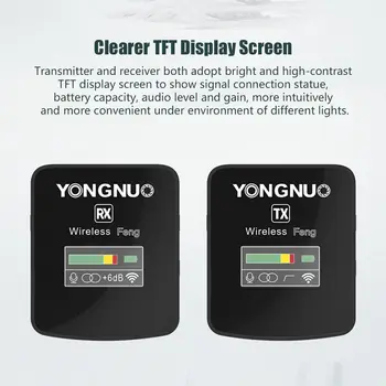YONGNUO Feng 2.4G Wireless Microphone Transmitter Receiver Lavalier Mic TFT Screen 3.5mm Plug for Smartphone Camera Laptop detail image