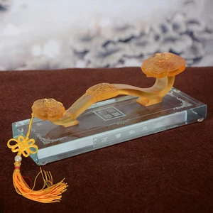 Chinese Fengshui Lead Crystal Liuli Ruyi New Year Business Gift  Home Office Decoration