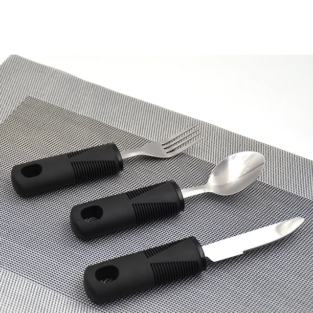 Adaptive Utensil Set Arthritis Aid Silverware for Parkinsons Hand Tremors - Easy Grip for Shaking and Trembling Hands