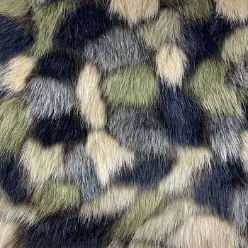 Green stone big fur jacquard imitation fur fox fur geometric pattern coat throw pillow plush fabric