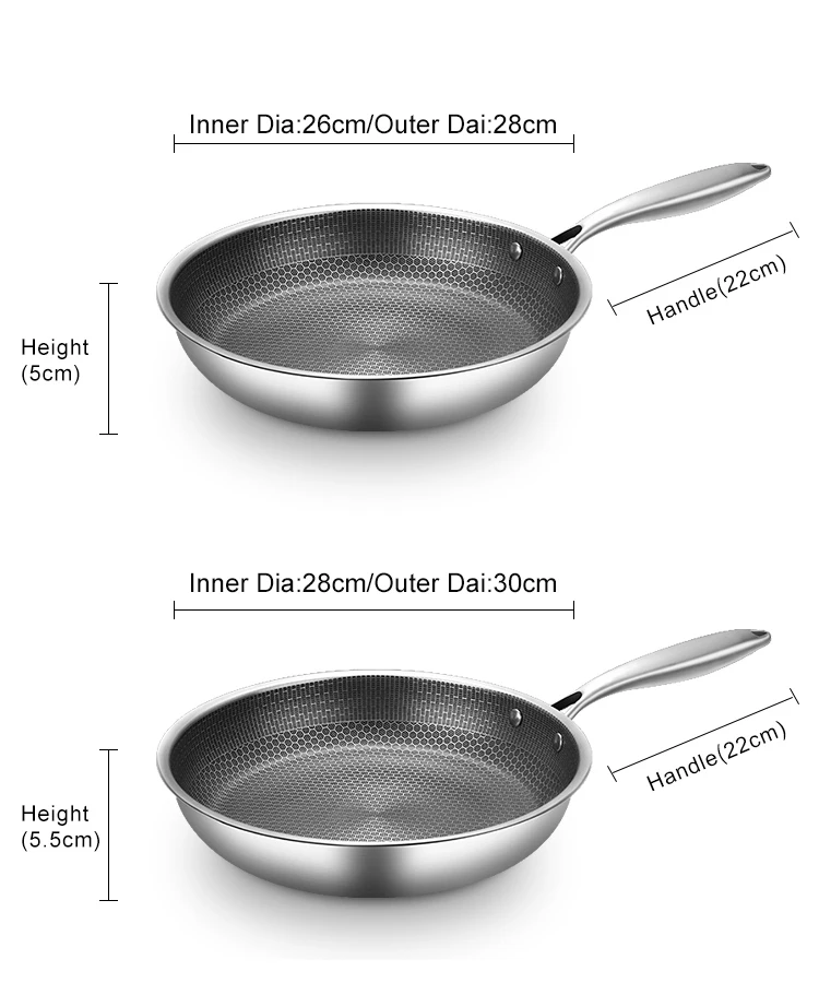 Factory Wholesale 30cm Stainless Steel Cooking Pan With