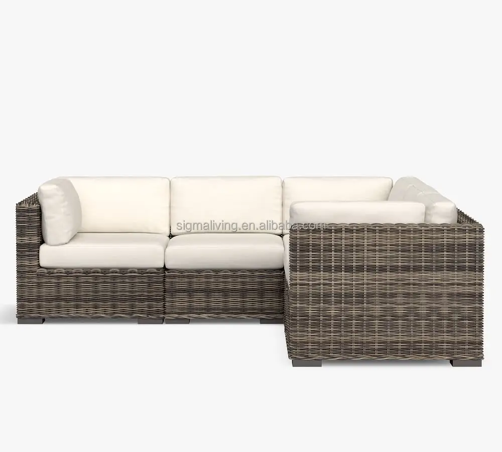 3-Piece Square Arm Loveseat Double Chaise Sofa Set outdoor wicker sofa rattan