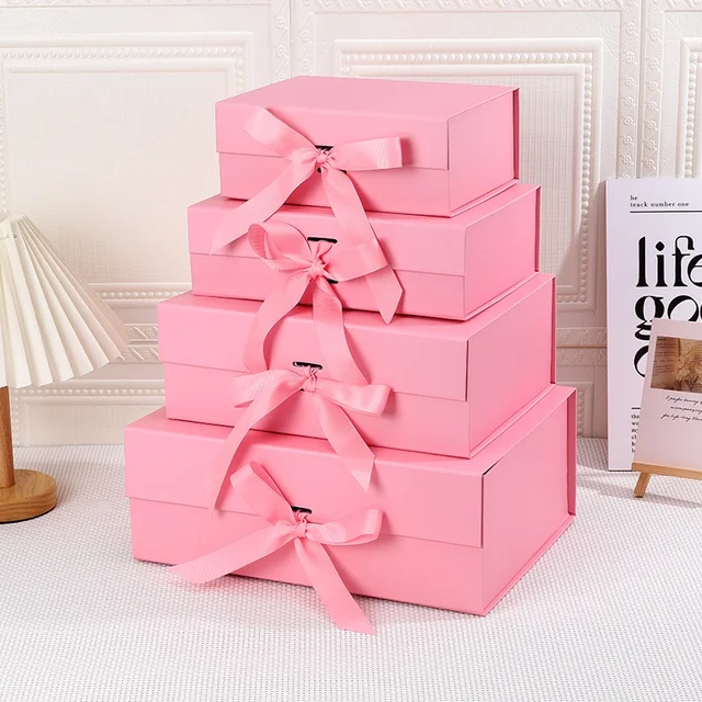 Customizable Folding Gift Box Ribbon Personalized Cardboard Rigid Enclosure for Clothing Consumer Electronics Eco-Friendly Matt