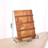 Présentoir à quatre niveaux couleur noyer (espacement de 7 cm)