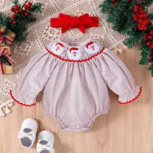 Spring and Autumn Girls Clothing Set Christmas One-Piece Dress with Headwear for Two Seasons