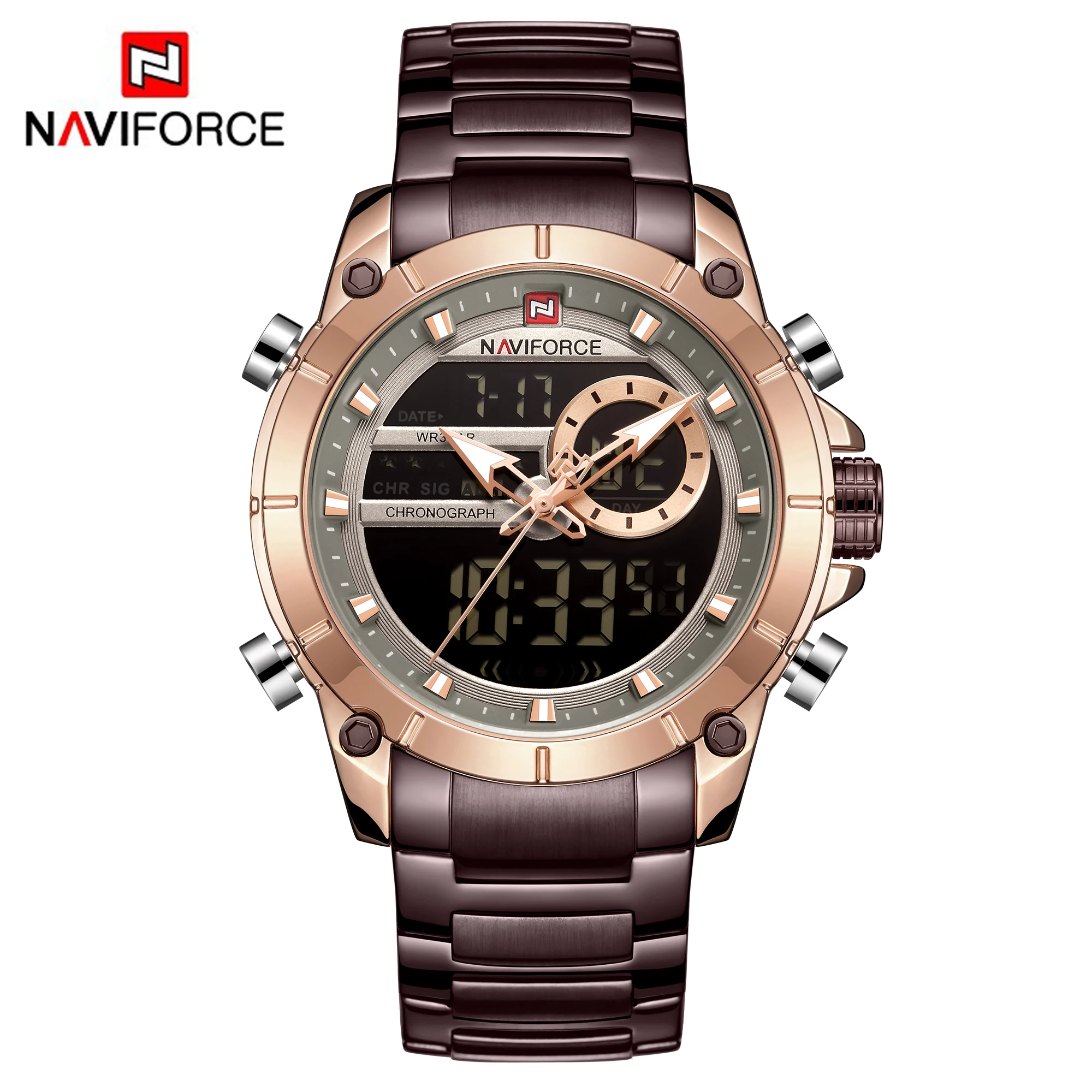 NAVIFORCE 9117 Gold for Business Class in Quartz Waterproof Analog Watch -  For Men - Buy NAVIFORCE 9117 Gold for Business Class in Quartz Waterproof  Analog Watch - For Men 9117 Online