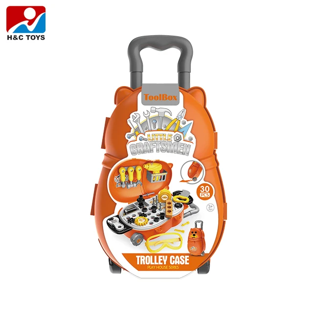 Маленькие мастера, чемодан на тележке, игрушечный пластиковый инструмент для детей