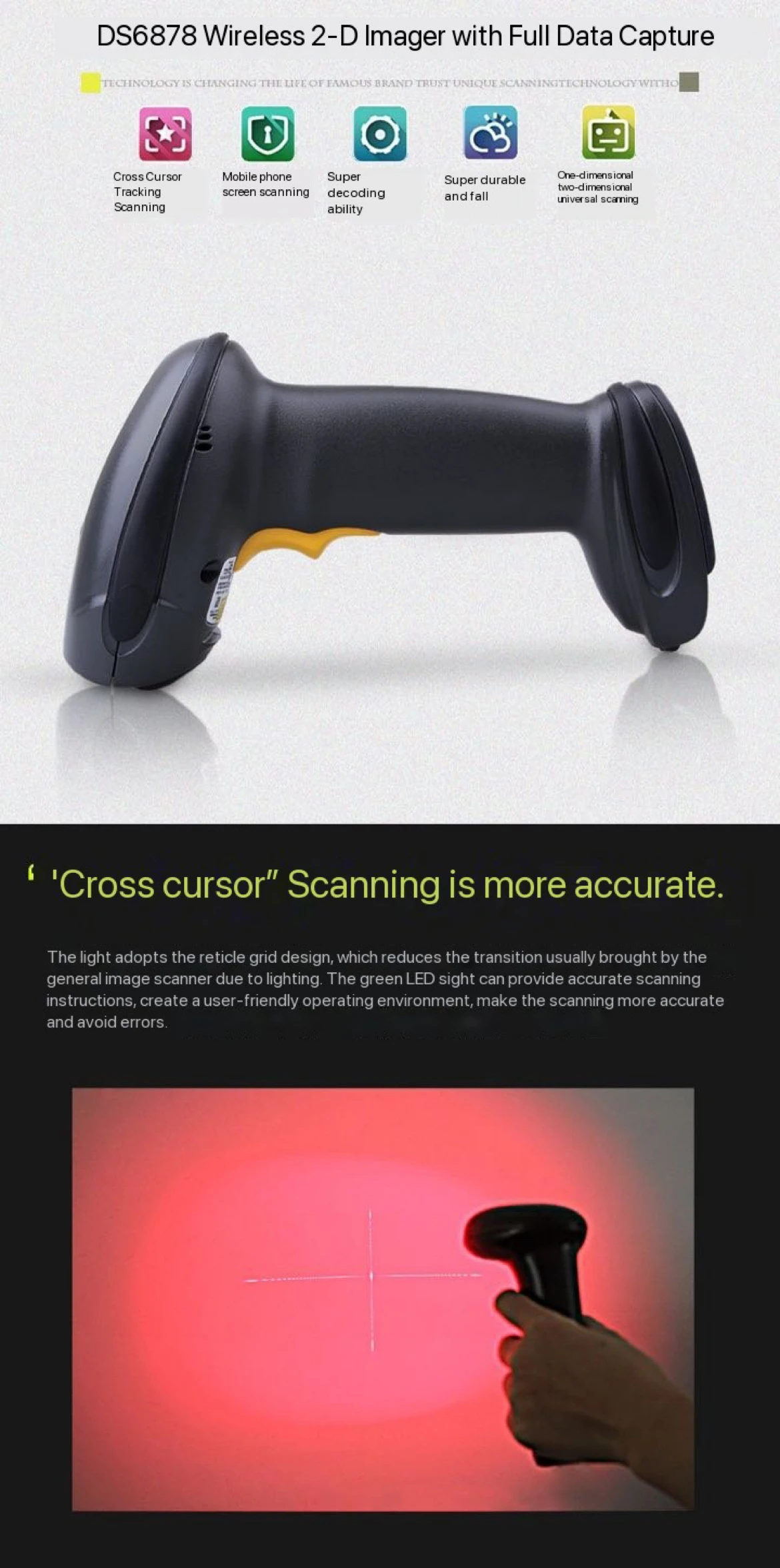 BarCode Scanner DS6878 Wireless Scanner Express Supermarket Using Portable Scanner