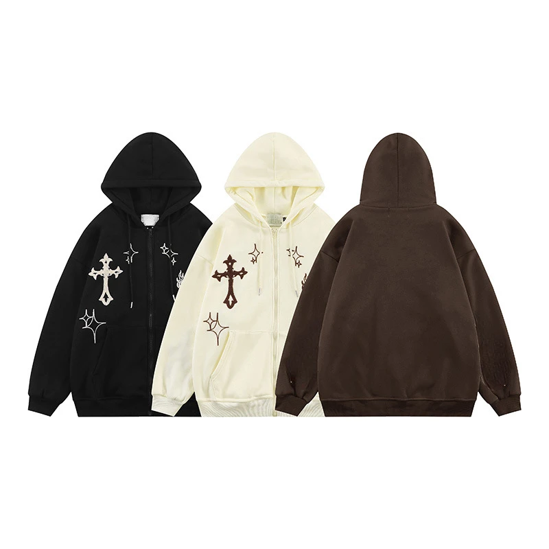 Jas Zip Up Hoody's Hip Hop Sweatshirt Goth Print Capuchon