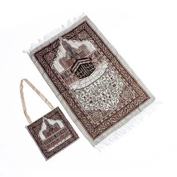 Indoor Comfortable Tassel Prayer Anti Slip Area Rug Thicken Cotton Muslim Praying Mat With Storage Bag