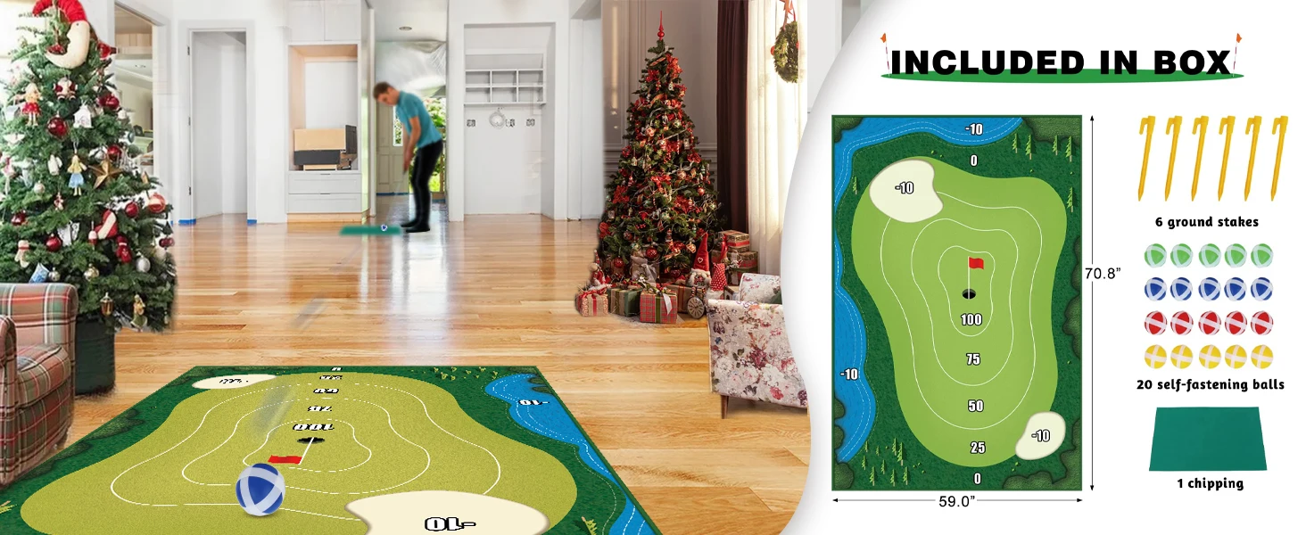Golf Chipping Game With Balls Chipping Mat For Adults Family Indoor