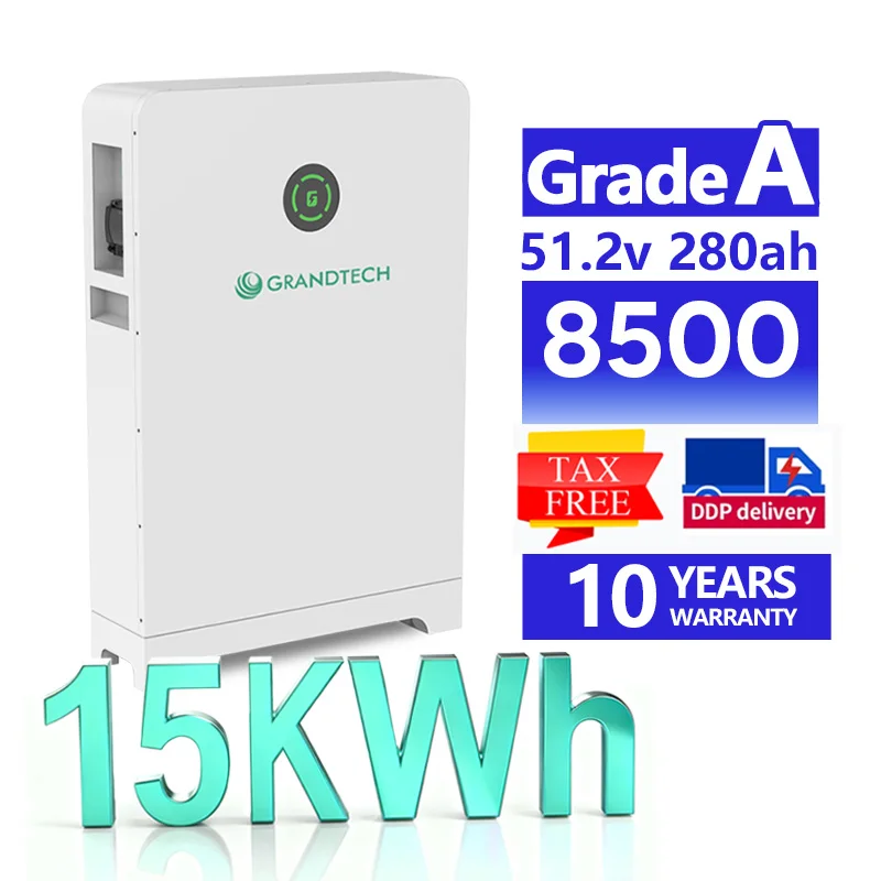 Grandtech Solar Power Wall 5kwh 10kwh 15kwh 48V 72v 100ah 200ah 300ah 314ah Lifepo4 Lithium Ion Battery Batterie Solaire Lithium