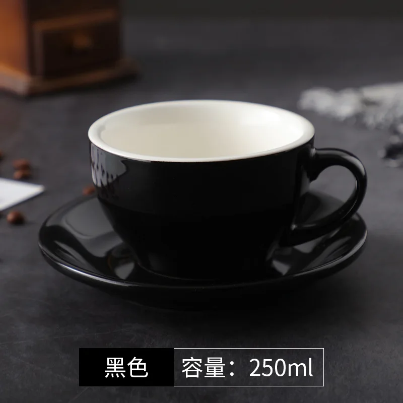 Colorful Custom LOGO TEXT 250ml Color Glazed Thickened Big Ceramic Cappuccino Latte Cup Porcelain Ceramic Cup Mug